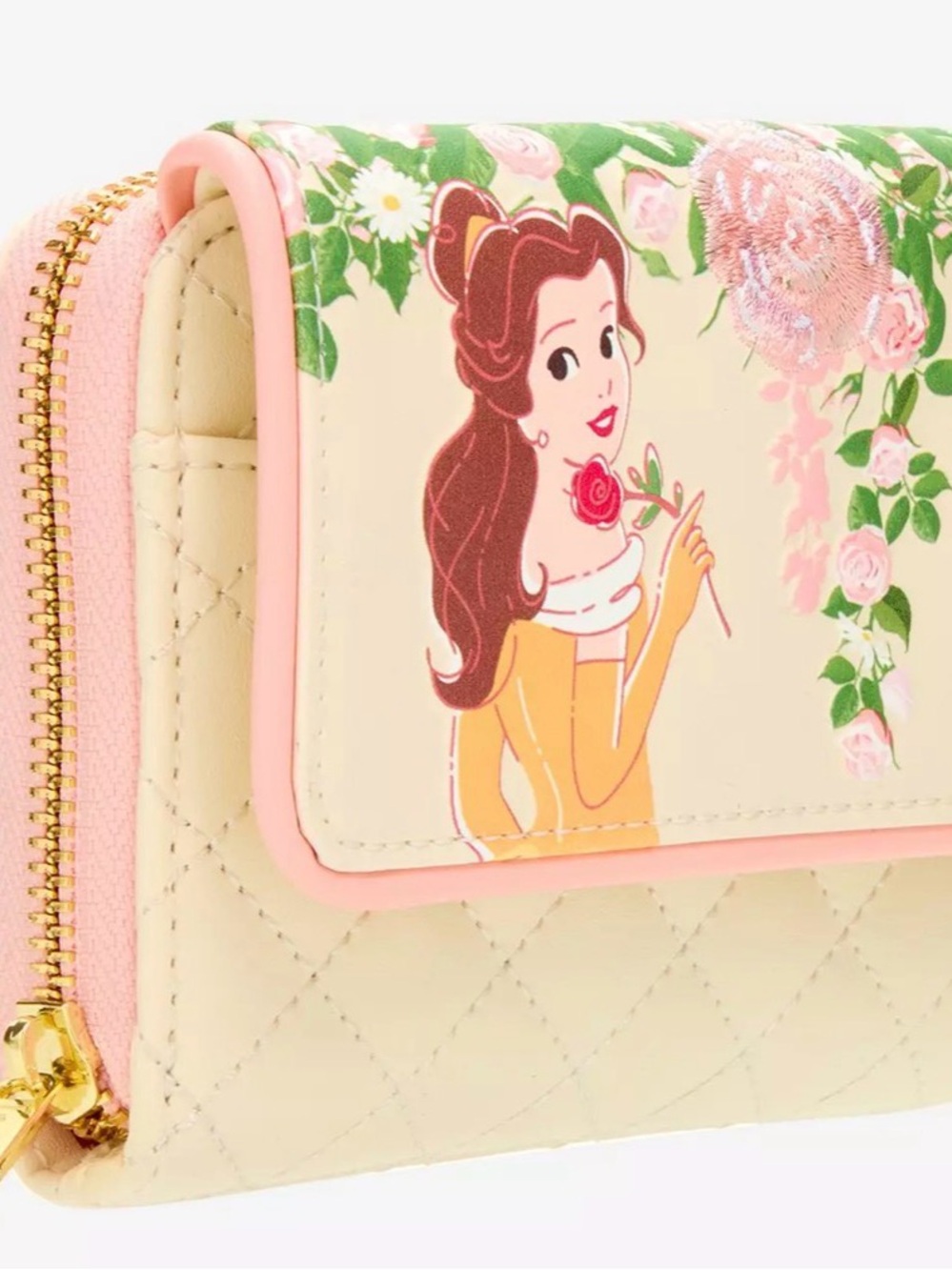 NEW w Tags Disney Princess Belle Tea Time Beauty & Beast Roses Floral Wallet